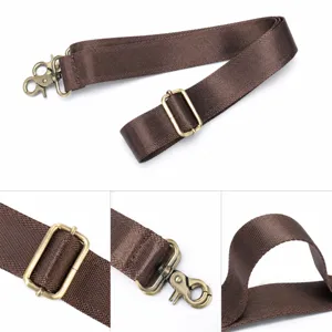 Correa de repuesto ajustable para bolso en marrón oscuro con herrajes de bronce, 73-146 cm