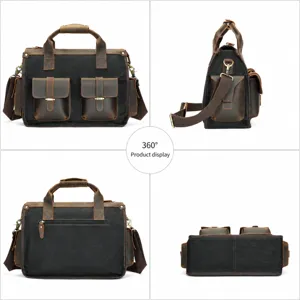 Borsa ventiquattrore uomo in tela e pelle multi-angolo vista principale tracolla business