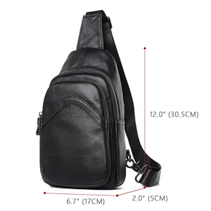 Men's Genuine Leather Chest Bag Casual Single Shoulder Sling Bag Outdoor Sports Crossbody Bag
