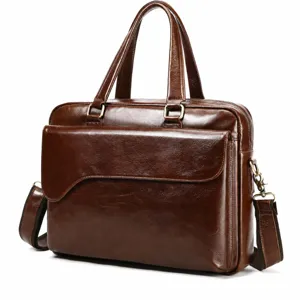 Borsa da Lavoro in Vera Pelle per Uomo Borsa Porta PC Impermeabile Borsetta Vintage da Ufficio per Viaggio di Lavoro