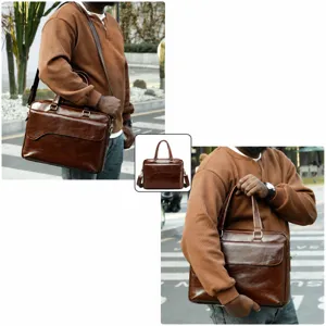 Borsa da lavoro uomo in pelle vera elegante borsetta business borsa a tracolla e cartella.