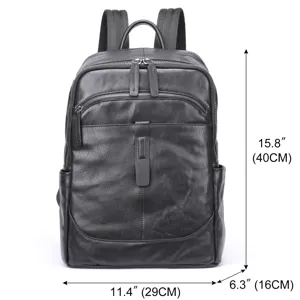 Herren Echtleder Rucksack Business Casual Reise Laptop Tasche Urban Minimalistisch Tagesrucksack