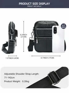 Borsa a tracolla uomo in vera pelle nera borsello porta cellulare con dimensioni e misure