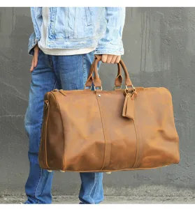 Borsa da viaggio in vera pelle vintage da uomo grande capacita borsa a mano marrone