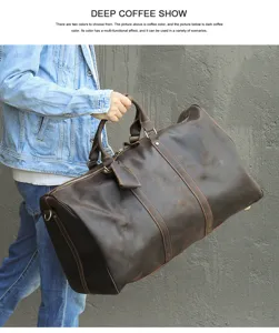 Borsa da viaggio vintage da uomo in vera pelle grande capacita retro borsa weekender