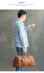 Borsa da viaggio vintage in vera pelle grande capacita borsa a mano casual per uomo donna