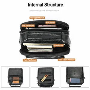 Genuine Leather Men's Crossbody Bag Business Commuting Casual Shoulder Bag Vintage Soft Cowhide Small Messenger Bag