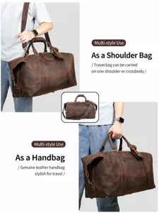 Borsa da viaggio in vera pelle di cavallo pazzo vintage grande capacita borsa uomo.