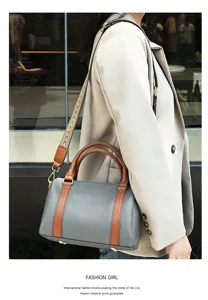 Genuine leather women shoulder bag stylish pillow handbag casual crossbody bag with wide strap