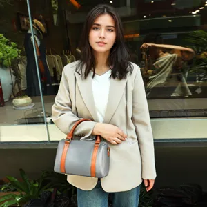 Women Genuine Leather Boston Pillow Bag Fashion Casual Chic Crossbody Shoulder Bag Top Handle Handbag Daily Use