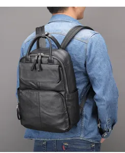 Zaino uomo vera pelle business casual porta pc zainetto elegante affari 15.6 pollici