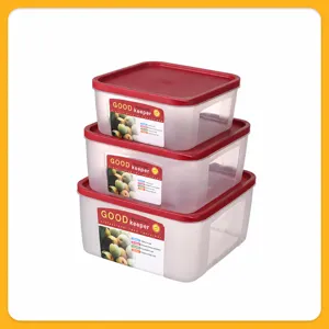 Scatola di Immagazzinaggio del Frigorifero di Plastica di Grado Alimentare Contenitore Trasparente Scatola Bento di Frutta Set Quadrato Sigillato Con Coperchio Rosso