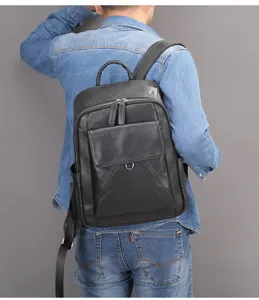 Zaino in vera pelle uomo affari borsa per laptop da 15,6 pollici borsa vintage in cuoio