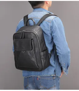 Zaino in vera pelle da uomo business vintage pelle bovina grande borsa porta pc
