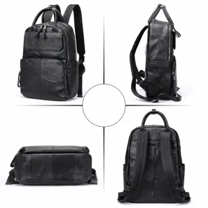 Zaino uomo in vera pelle casual affari viaggio per laptop grande capacita nero stile