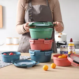 Runde Plastik-Vorratsdose mit versiegeltem Deckel, Datumsanzeige und Schnallen für Küche.