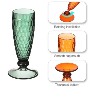 Détail de l'ensemble de verres à vin en plastique texturé vintage avec installation.
