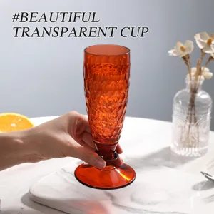 Goblet vintage en plastique ambre verre à vin à facettes élégante flûte de champagne