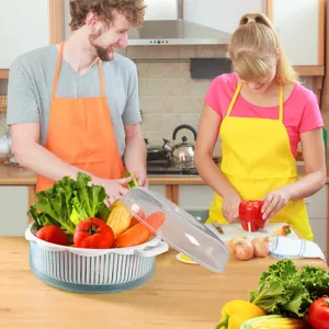 Doppelschichtige Küchen-Abtropfschale mit staubdichter Abdeckung Obst und Gemüse Waschkorb