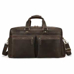 Sac de voyage d'affaires homme en cuir veritable grande capacite retro sac a main casual.