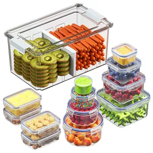 Transparente Frischhaltedosen Set aus Kunststoff mit Deckeln zur perfekten Kuechenaufbewahrung.