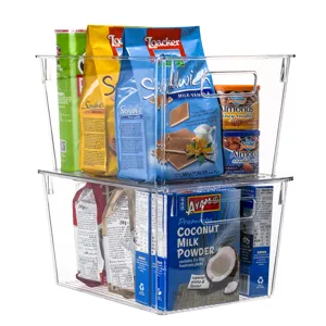 Scatola di Immagazzinamento Trasparente in PET Con Coperchio Organizer per Scrivania Trasparente Cucina Frigorifero Contenitore per Articoli Vari