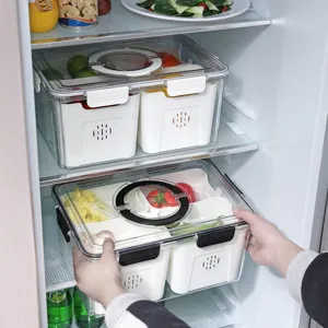 Boîte de rangement pour réfrigérateur en plastique transparent bac de vidange couvercle principal