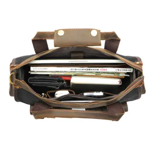 Borsa ventiquattrore uomo in tela e pelle vintage grande capacita borsa per laptop