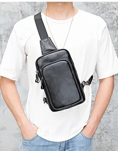 Herren Echtleder Brusttasche stilvolle lässige Umhängetasche für den täglichen Gebrauch.