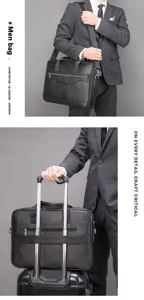 Borsa da lavoro professionale in pelle da uomo, borsa porta pc 15.6 pollici, borsa business.