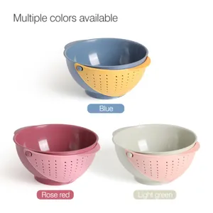 Kitchen Plastic Double Layer Rotating Drain Basket Fruit Vegetable Washing Basket Modern Minimalist Household Storage Basket