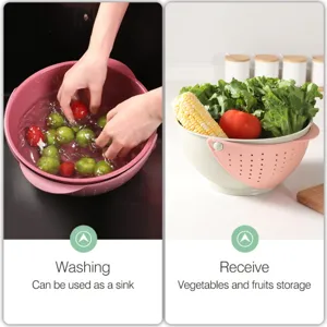 Double layer kitchen drain basket plastic fruit vegetable washing basket storage container