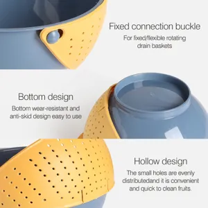 Double layer rotating drain basket details showcasing anti-skid bottom and hollow design.