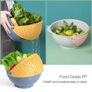 Double Layer Plastic Colander Fruit Vegetable Washing Basket Kitchen Rice Drain Basin Tool