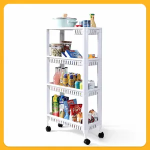 Multi Functional PET Plastic Storage Rack Kitchen Bathroom Multi Layer Movable Rolling Cart Organizer Shelf