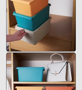 Scatola di plastica per riporre vestiti e giocattoli, organizzatore impilabile.