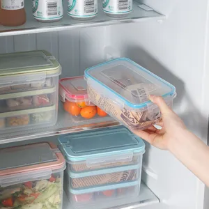 1000ml rechteckige Frischhaltebox aus Plastik mit Deckel für Kühlschrank und Küche.