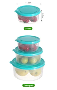 Contenitore per alimenti rotondo trasparente con coperchio, set di scatole impilabili cucina.