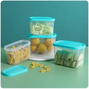 Transparent Plastic Food Storage Containers Set With Sealing Lids Refrigerator Fresh Keeping Boxes Kitchen Snack Organizers