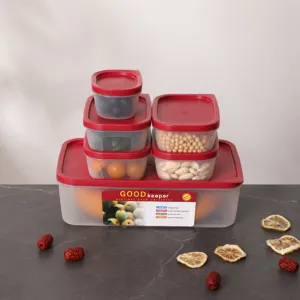 Plastik Kühlschrank Aufbewahrungsbox Set Klares Lebensmittel Obst Gemüse Aufbewahrungsbehälter Mit Versiegeltem Roten Deckel Küchen Organizer