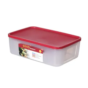 Plastik Frischhaltedose mit rotem Deckel und luftdichtem Design fur die Kucheneinrichtung.
