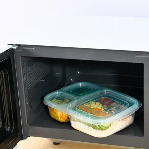 Mikrowellengeeignete Kunststoff Essbox Dreiteilige Lebensmittelaufbewahrung Tragbare Bento Box Für Picknick