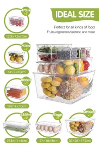Contenitore trasparente per alimenti con coperchio, organizzatore frigo in varie dimensioni.