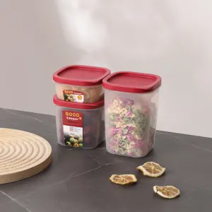 Contenitori per Alimenti in Plastica Trasparente Scatola Conservazione Frigorifero Organizer per Alimenti Quadrato Con Coperchio Rosso