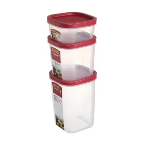 Set di contenitori per alimenti in plastica impilabili rettangolari per frigorifero