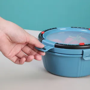 Runde Frischhaltebox Detailansicht, Plastikbehälter mit Zeit-Skala und Deckel, Küchen Gadget.