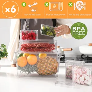 Boîte de rangement transparente en PET pour réfrigérateur et cuisine pratique.