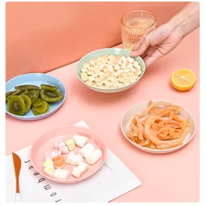 Piatto piano rotondo in plastica per la casa snack ciotola resistente piatto per ossa cucina