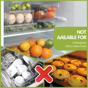 Conteneur de stockage de nourriture en plastique transparent pour l'organisation de fruits et snacks.