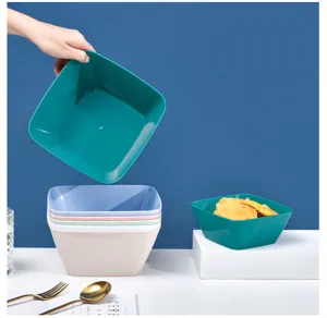Plastik quadratische Schüssel Makaron Farbe Haushalt Obstteller Snack Aufbewahrungsbox